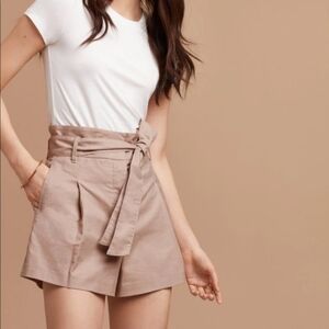 Wilfred Marne Linen-blend Paperbag Waist Shorts | Beige | Size 0